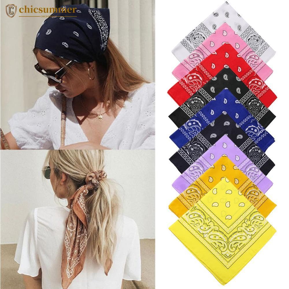 CHICSUMMER Unissex Paisley Impressão Algodão Macio Lenço De Seda Bandana Multi-Uso Cabeça Pescoço Envoltório De Pulso Pa