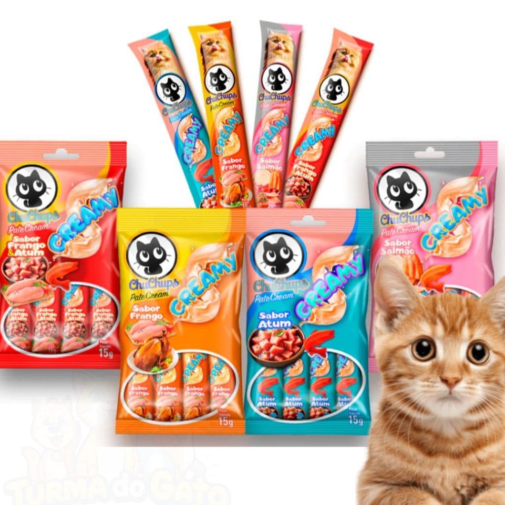 Kit 5 Petisco Cremoso Para Gatos 20x15g tipo churu ChuChups Cream Tipo Churu e Truly Envio Imediato
