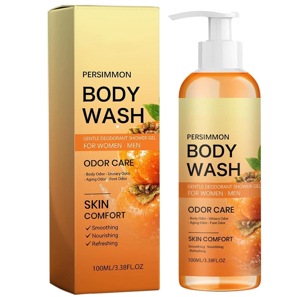 Sabonete Líquido Corporal de Caqui para Odor Corporal, 2026 Gel de Banho Desodorante Suave para Odor de Pessoas Idosas e