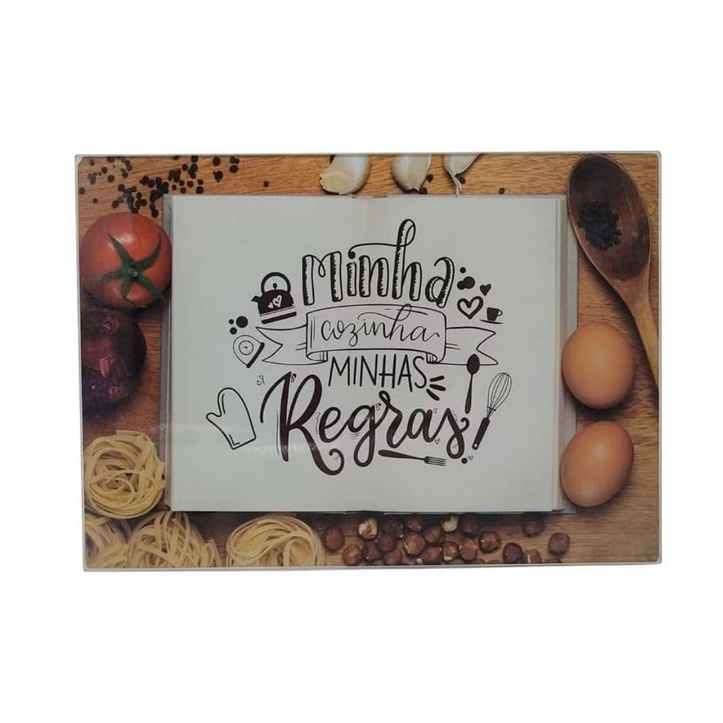 Tábua de Corte de Vidro Multiuso Retangular 35x25cm Higiênica e Resistente