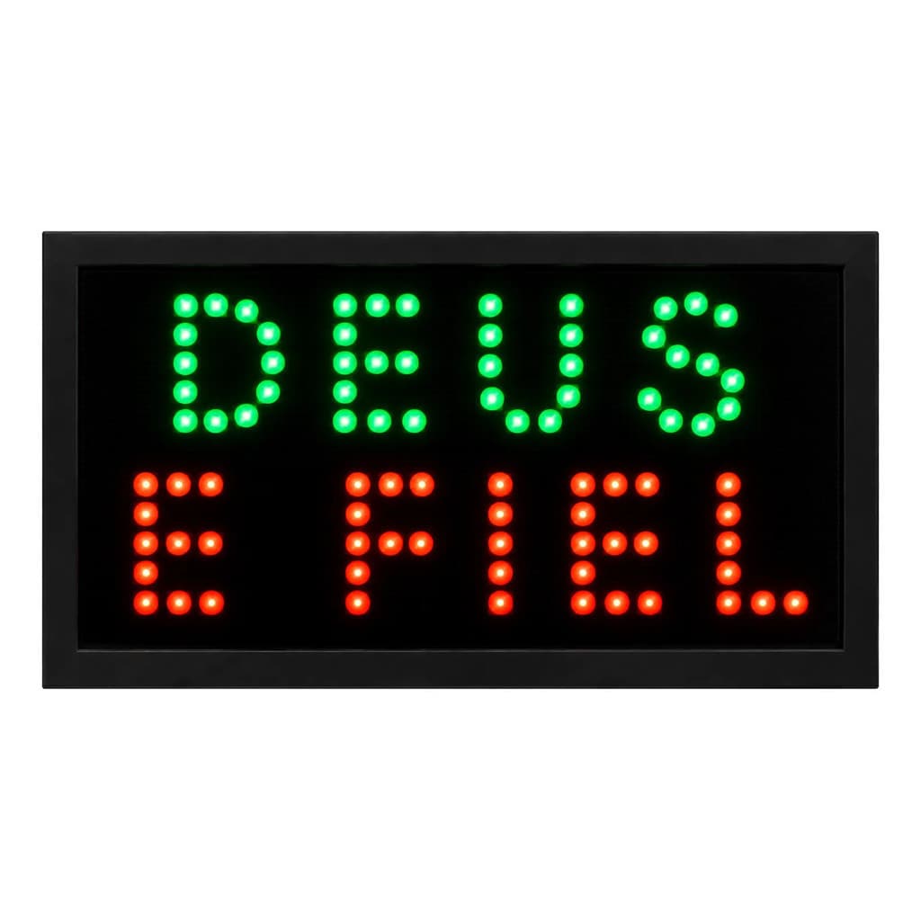 Painel Led Deus É Fiel 48x25cm Letreiro Luminoso 110v Igreja