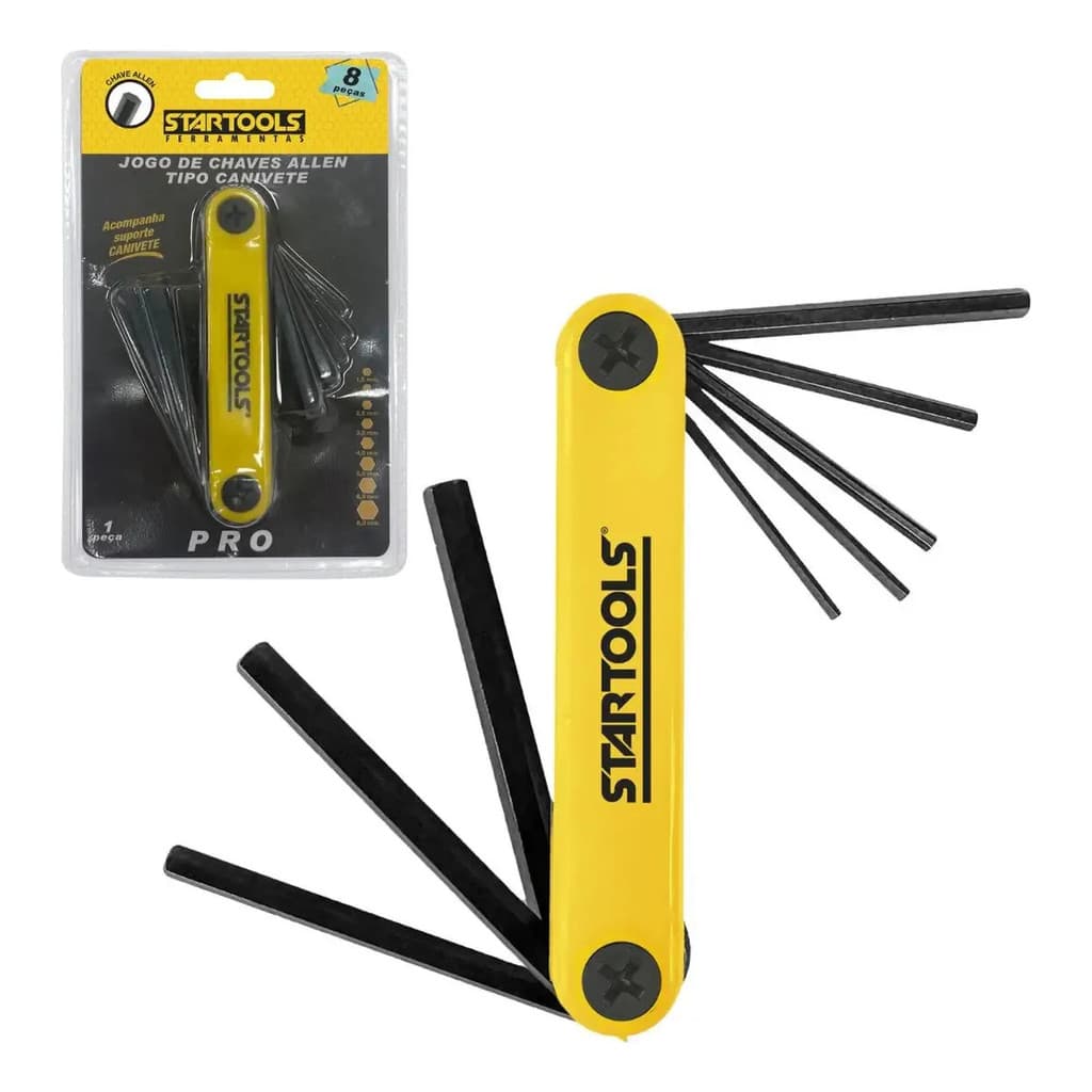 Jogo De Chave Allen Tipo Canivete 8 Peças 1,5mm A 8mm Startools Dobrável Aço Carbono Portátil