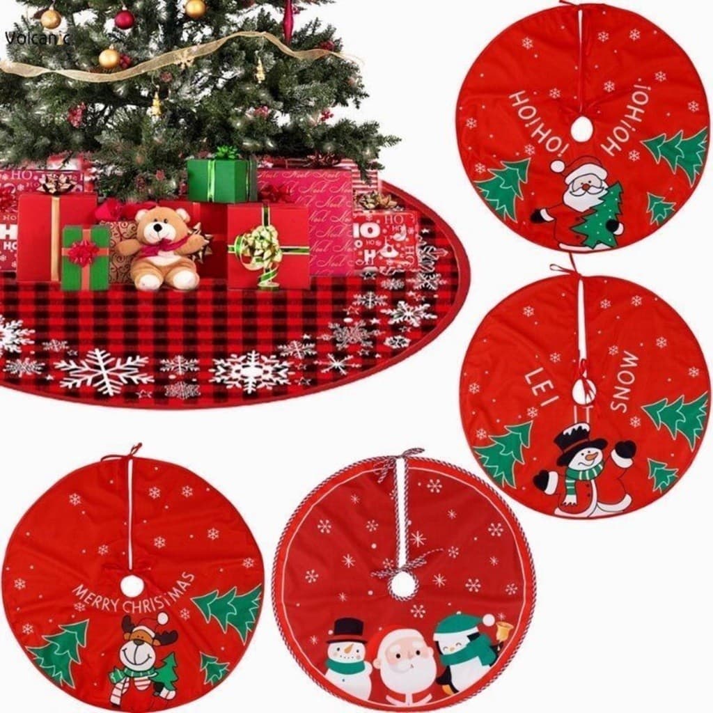 Saia Para Árvore De Natal Vermelha 40cm Saia Premium Base Para Árvores Decorar