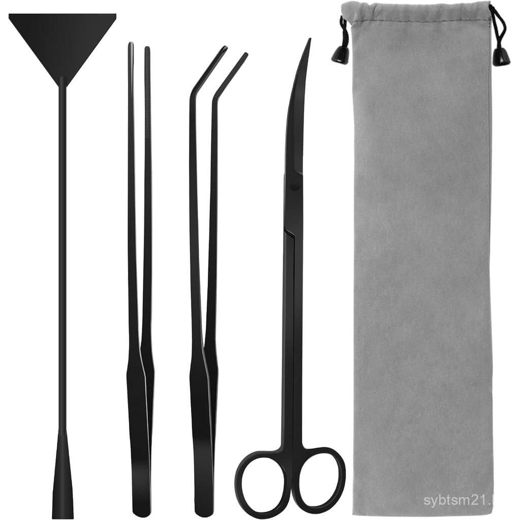 Kit de Ferramentas para Aquascaping de Aquário, 4 em 1, Ferramentas Anticorrosivas para Plantas Aquáticas, Pinça, Tesour