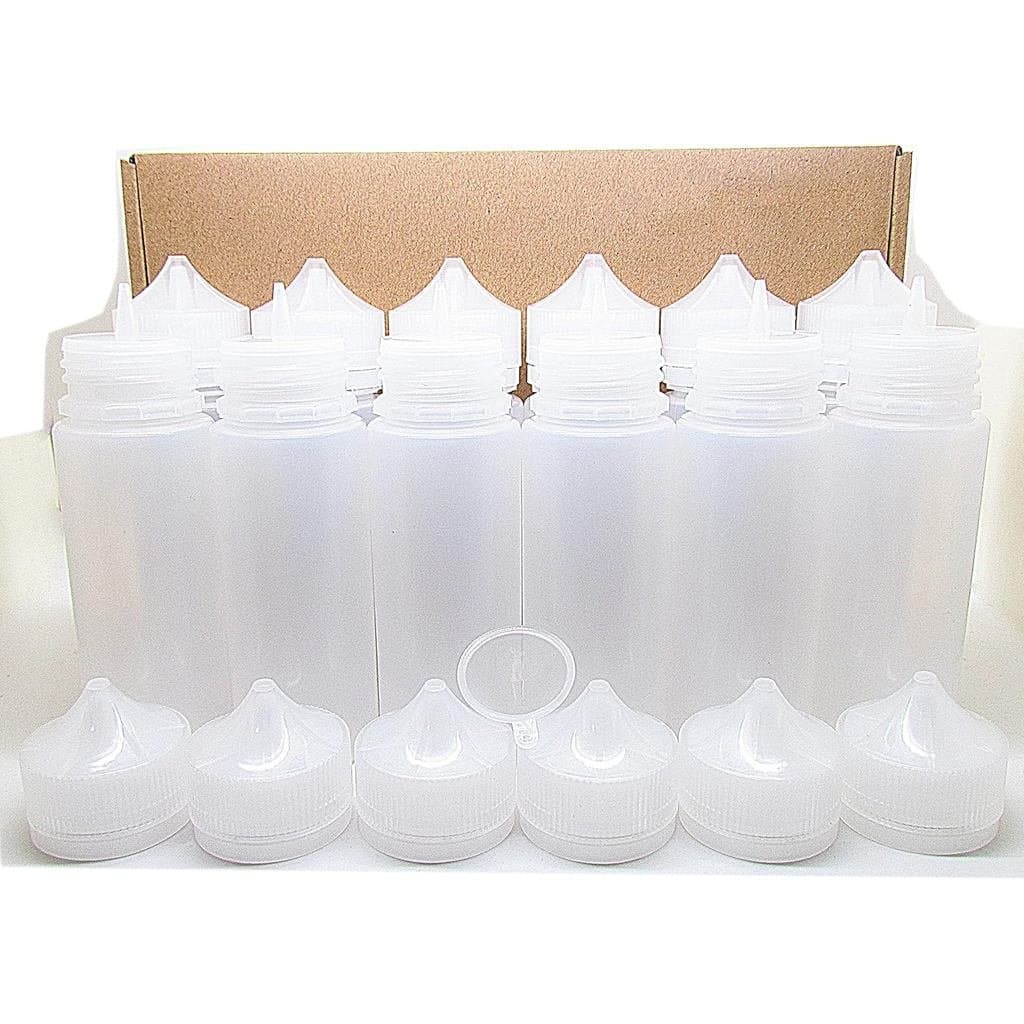 Frasco conta-gotas fino, 12 onças, funil pontiagudo, plástico LDPE, mini frasco unicórnio de 120ml, grátis 4 CN3K