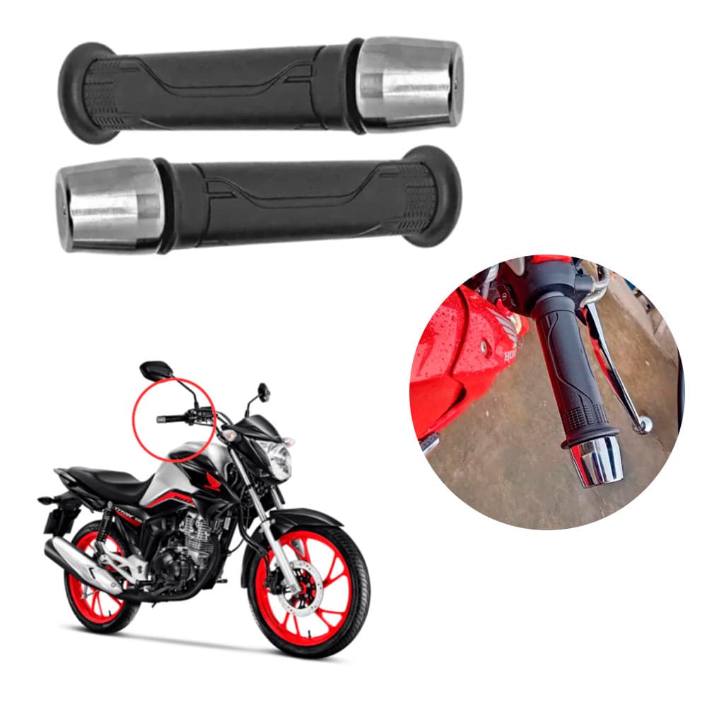 Par Manopla Cargo Vazada + Peso de Guidão Universal Polido PCX CG Fan Cargo Start 125 150 160