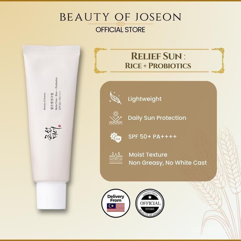 Beauty Of Joseon Relief Sun: Arroz + Probióticos SPF 50+ PA++++ (Textura de creme leve, Proteção SPF testada em laborató