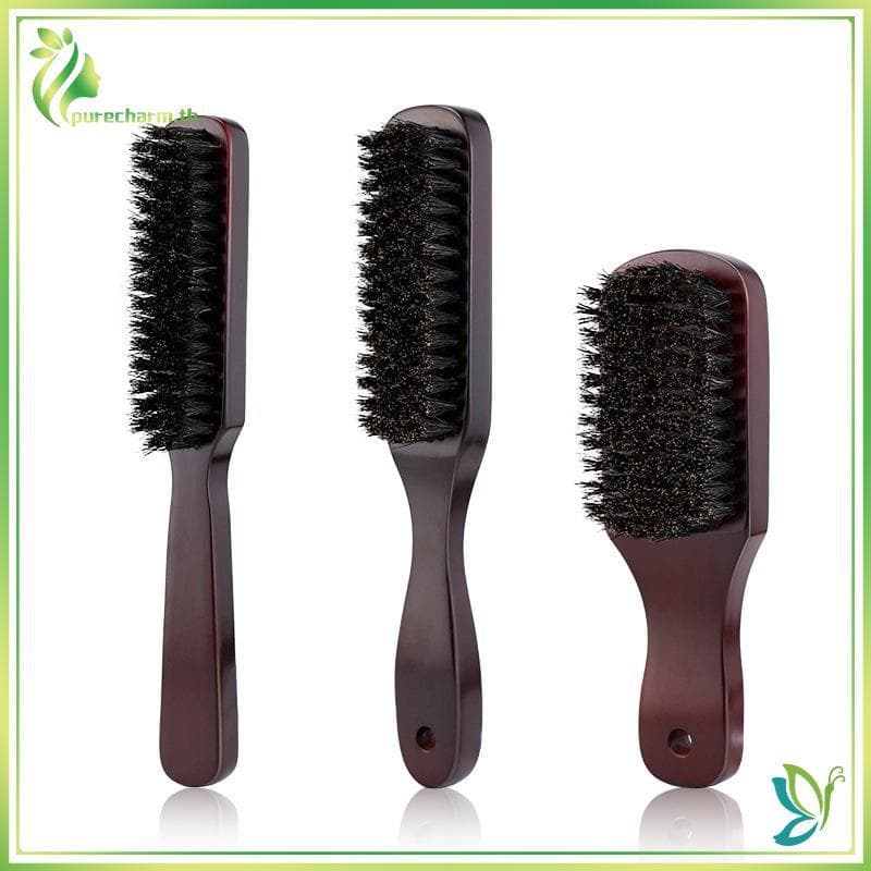 [Beleza] Escova De Cabelo Com Cabo De Madeira , Cerdas De Javali , Pente De Barba , Estilo Desembaraçador , Endireitar M