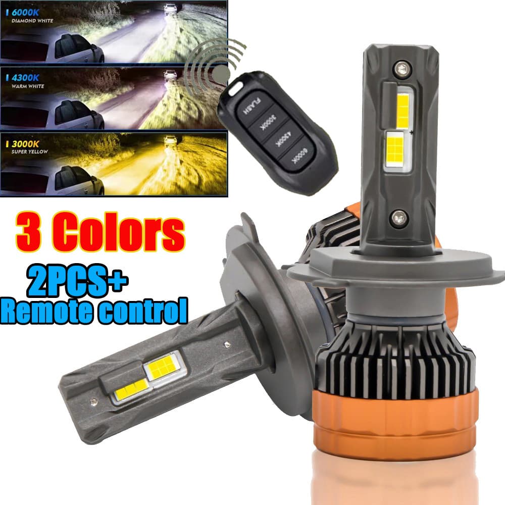 Faróis LED Tricolores De 80 W , 2 Unidades , Com Controle Remoto , Lente De Projetor Duplo E Ventilador De Resfriamento