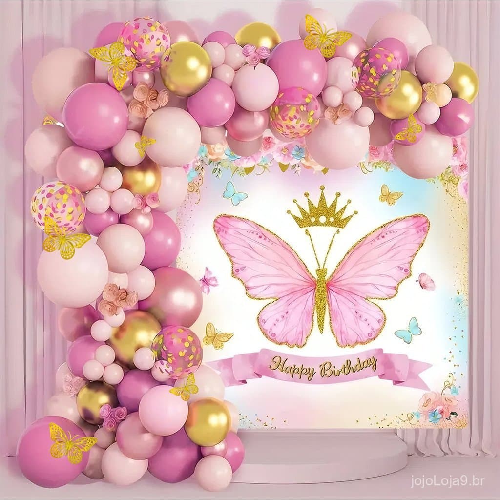 Kit 120 Balões Metálicos Borboleta Para Festa e Aniversário M1201