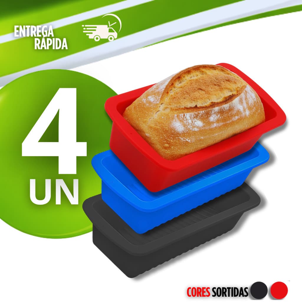 Combo Formas De Pão Bolo Inglês Assadeira Retangular Silicone Antiaderente Utensílios Cozinha Forma