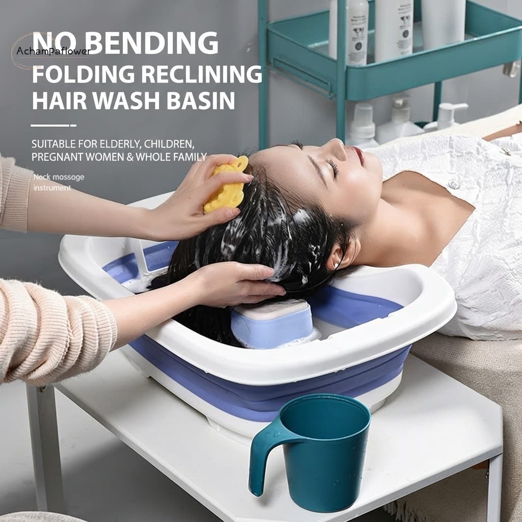 Bacia De Shampoo Dobrável-Lavagem De Cabelo Sem Dobra Para Mulheres Grávidas E Idosos