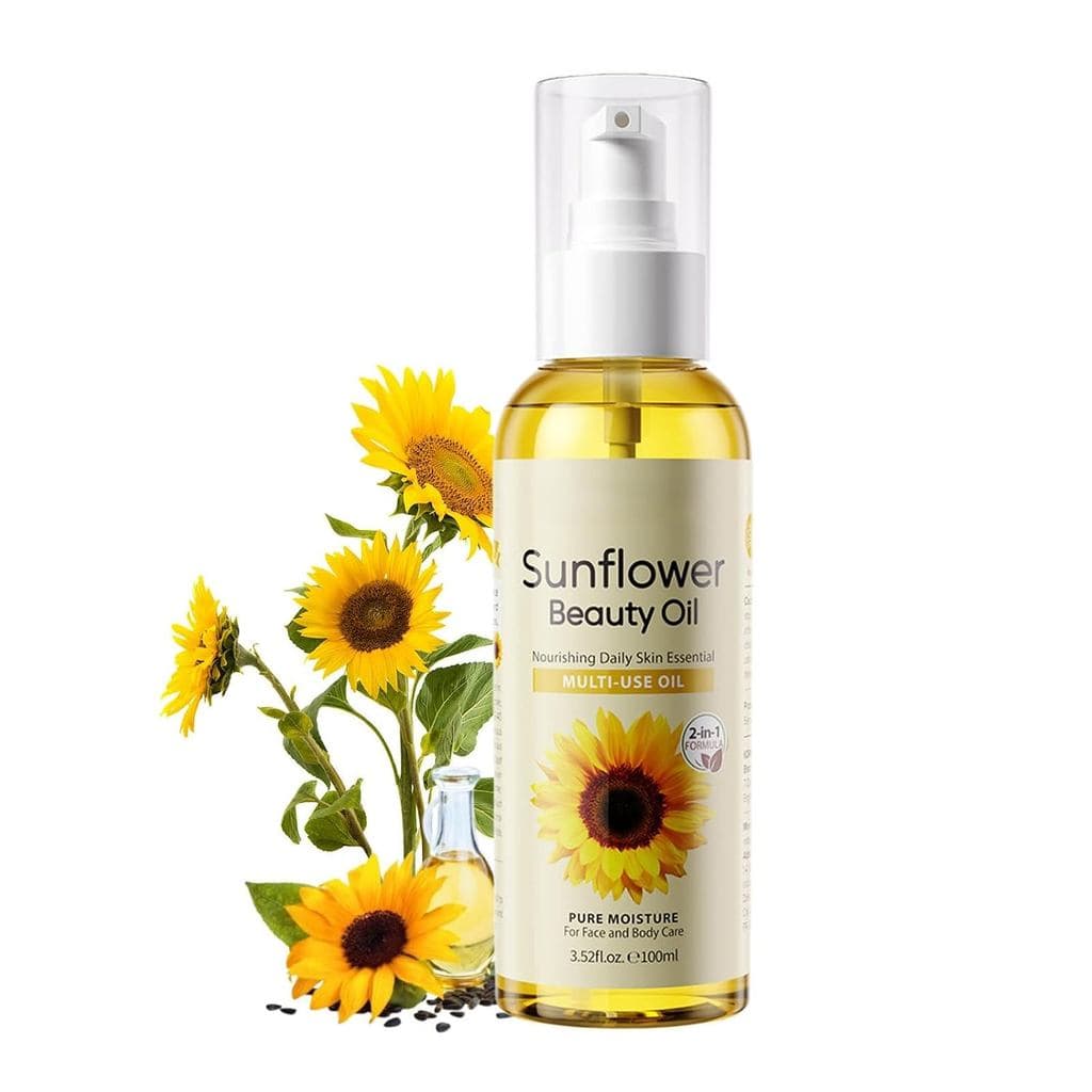Óleo de Girassol para Pele e Cabelo, com Extrato de Aloe e Semente de Girassol, Hidratante e Nutritivo, Óleo Carreador L