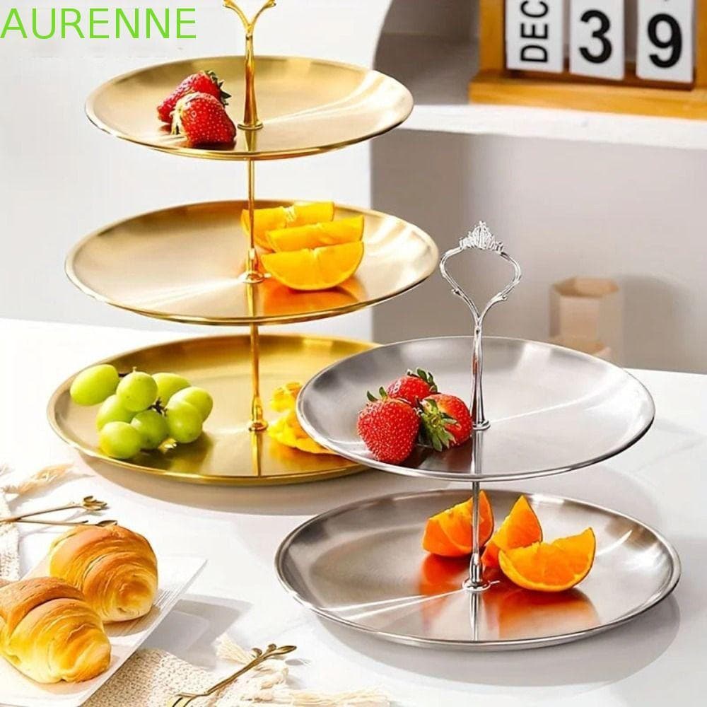 Suporte para Frutas em Aço Inoxidável AURENNE, Bandeja para Bolos e Doces Não Deformável, Fácil de Usar 2026