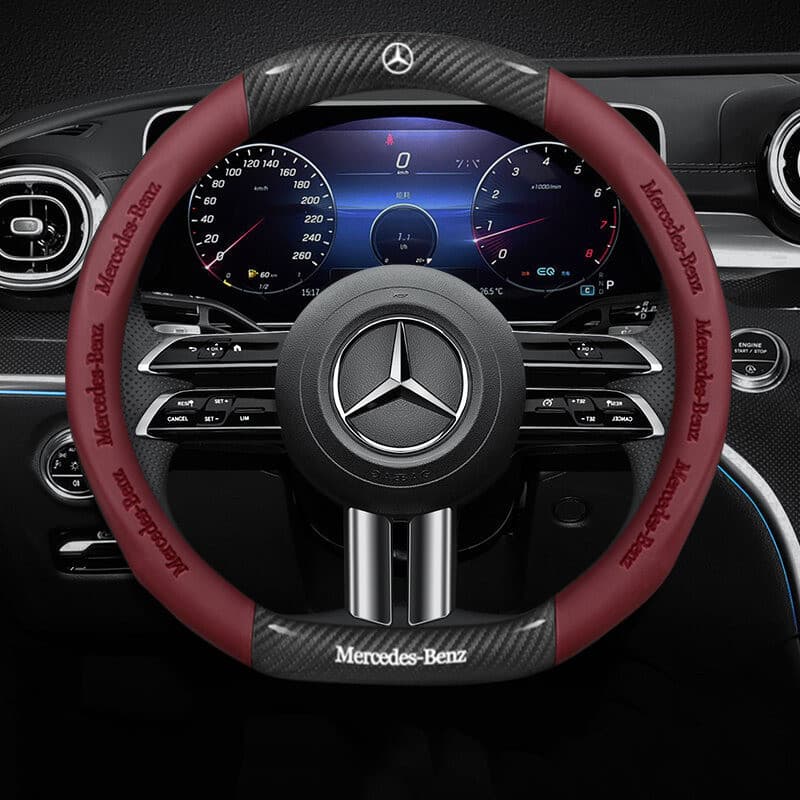 Capa de volante de carro para Mercedes Benz W202 AMG W203 G63 C Coupe E200 GLB E B E200 GLC, capa de volante em couro,