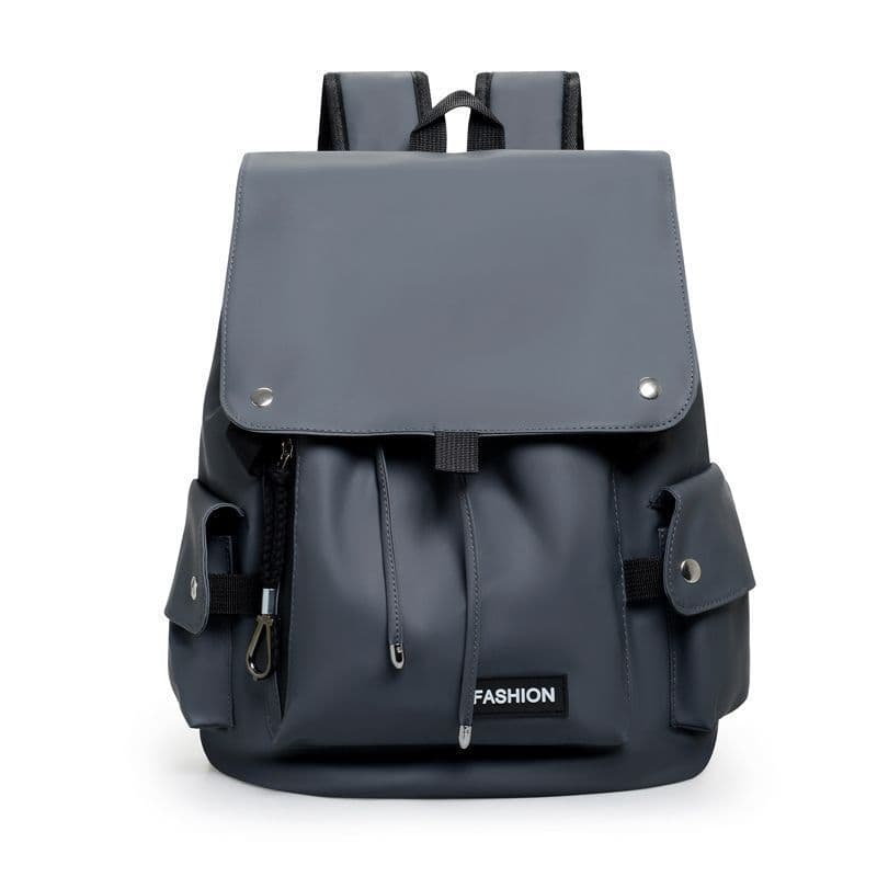 Mochila masculina estilo preguiçoso francês à prova d'água com costura PU de 15 polegadas