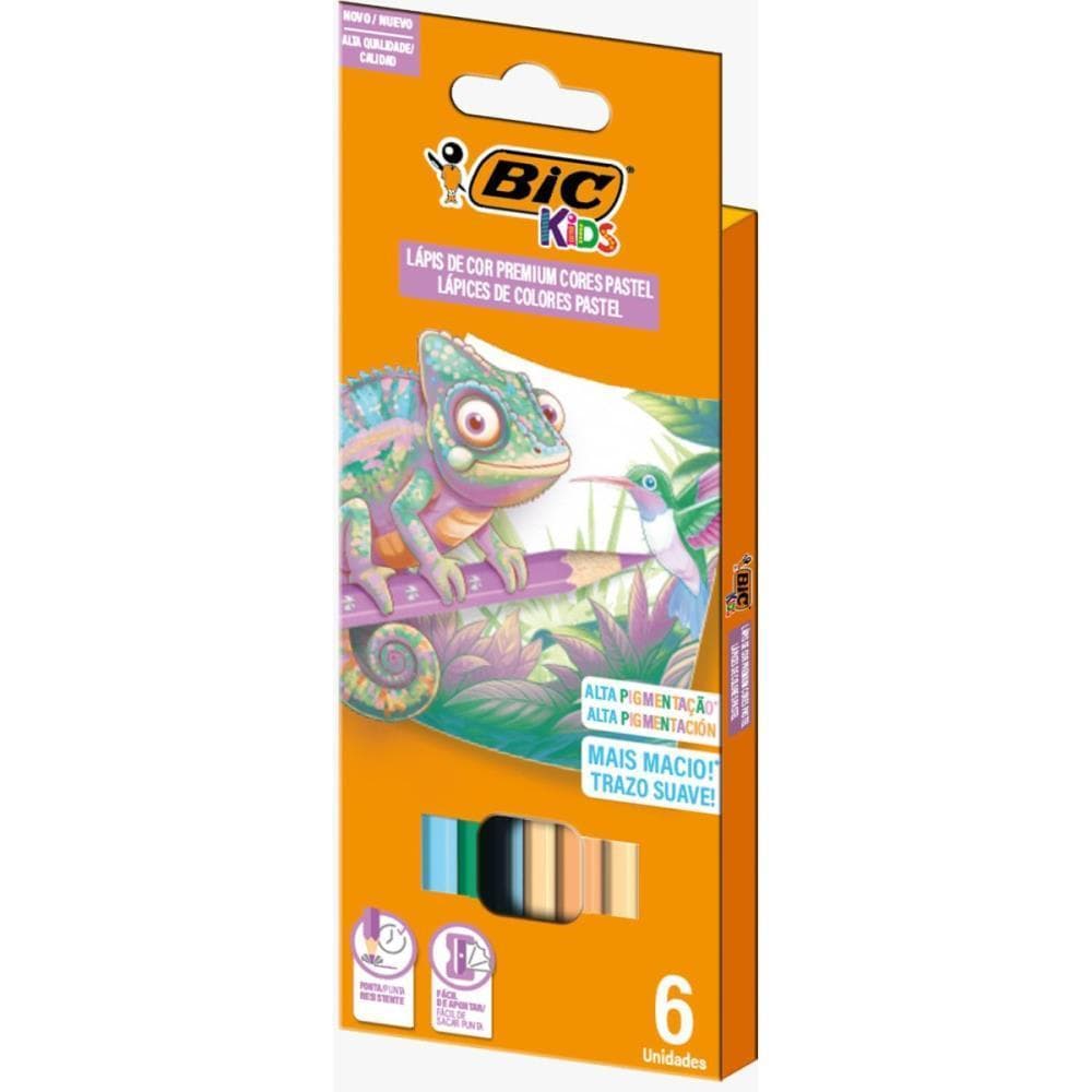 Lapis de COR Sextavado BIC KIDS Pastel 6 Cores PCT.C/08