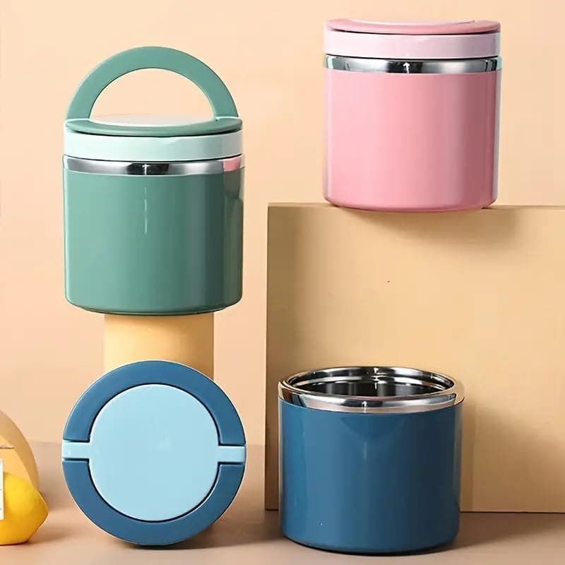 Marmita - Recipiente Térmico de Aço Inoxidável com Tampa à Prova de Vazamentos, Pote Térmico de Grande Capacidade para E