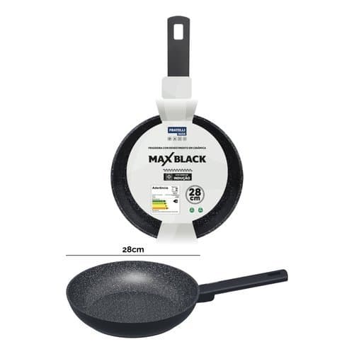 Frigideira Ceramica Antiaderente Fundo Inducao 28cm Duravel Versatil Preta