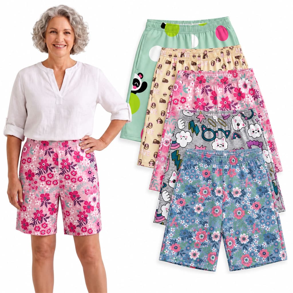 Kit 03 Bermudas Femininas de Senhoras Estampada