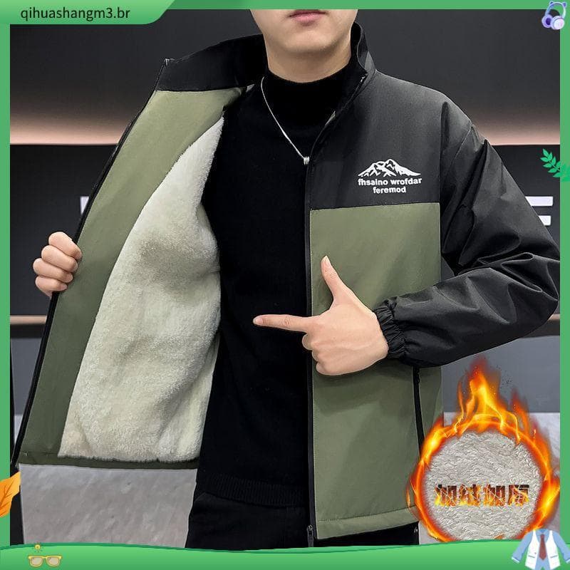 Inverno novo estilo velo-velo térmico acolchoado jaqueta masculina versão coreana Casual grosso acolchoado jaqueta na mo