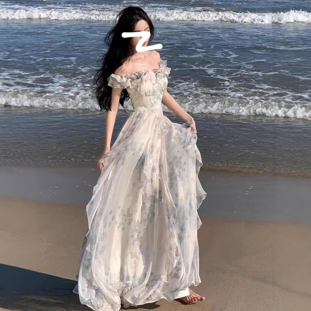 Produtos em estoque pronto Entrega no mesmo dia Vestido tipo estilingue estilo férias à beira-mar Vestido tipo estilingu