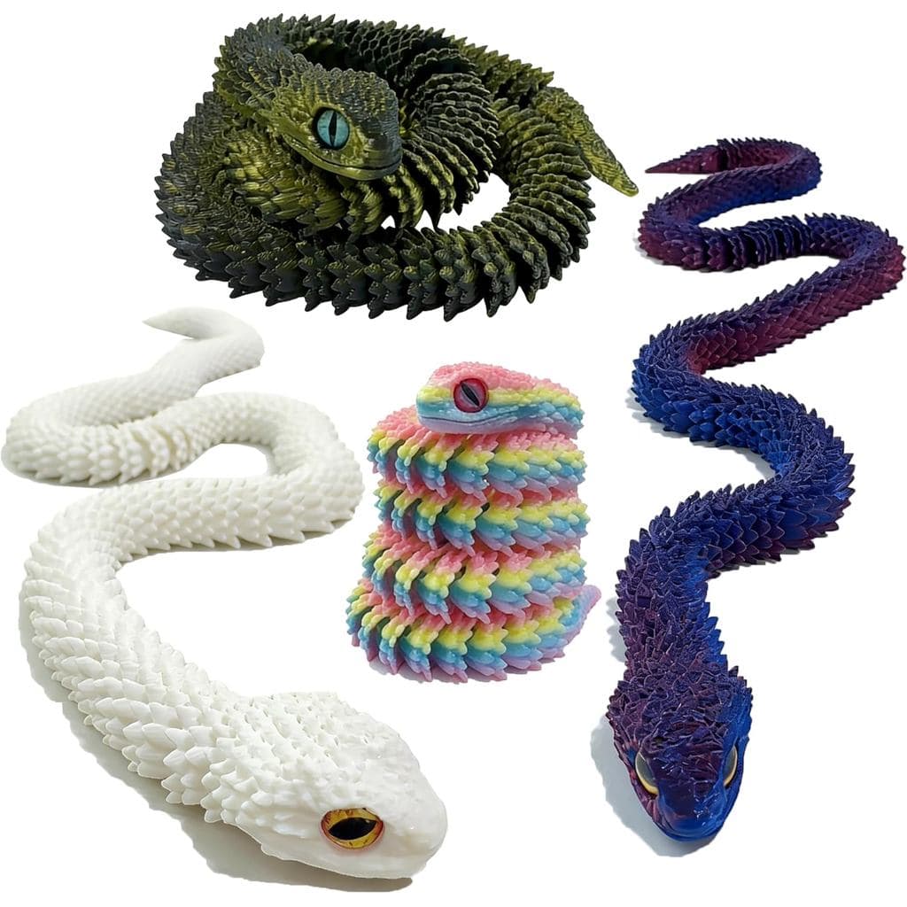 4 Peças de Serpentes Impressas em 3D de 18 Polegadas, Brinquedos Anti-stress Impressos em 3D, Brinquedos Impressos em 3D