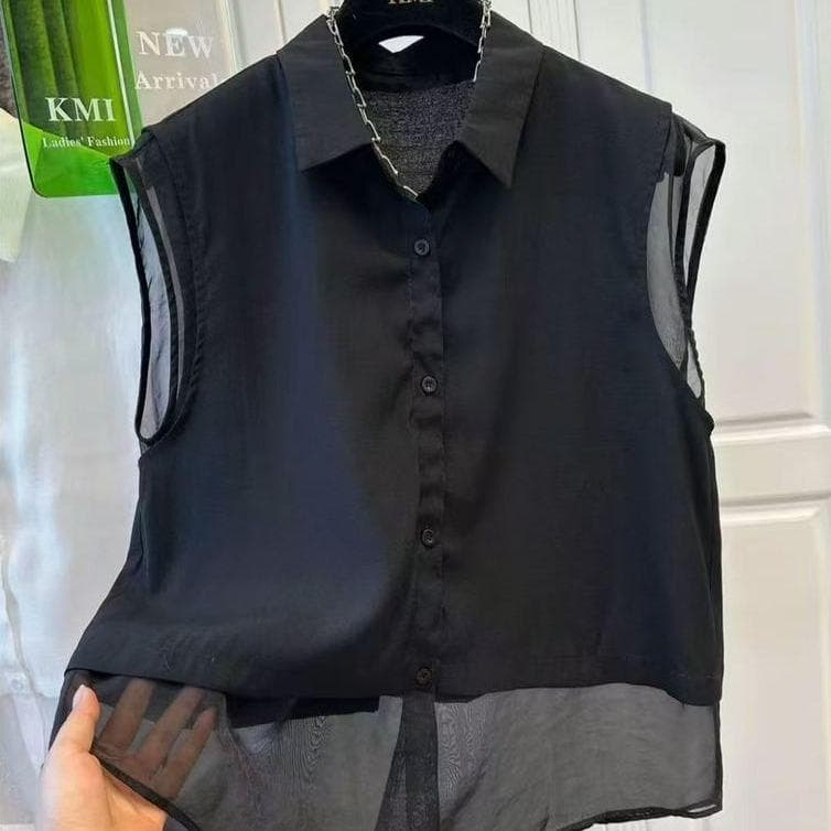 [Venda com desconto por tempo limitado] Versão coreana Temperamento simples para redução de idade Look mais fino Camisa