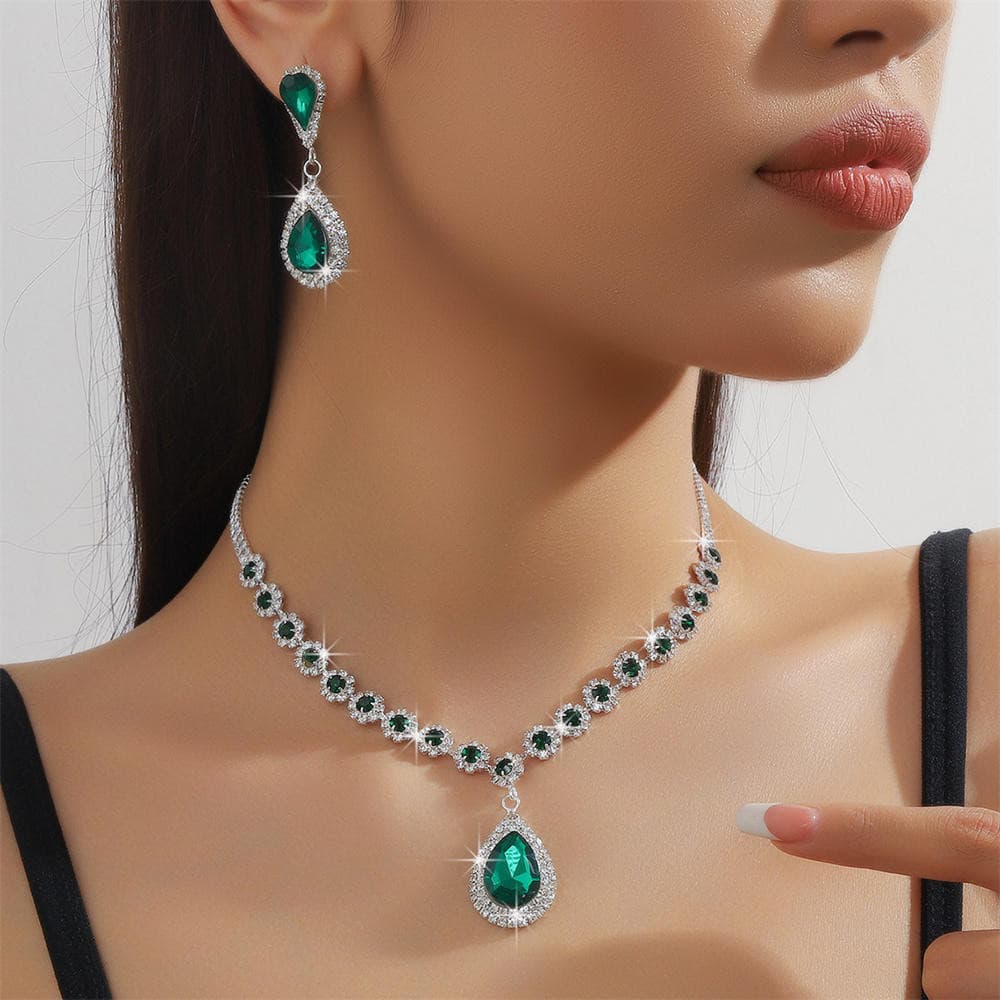 3 Pçs/4 Conjunto De Jóias De Casamento Nupcial Prata Strass Colar Brincos Pulseira Conjuntos Traje Formal Para Mulheres