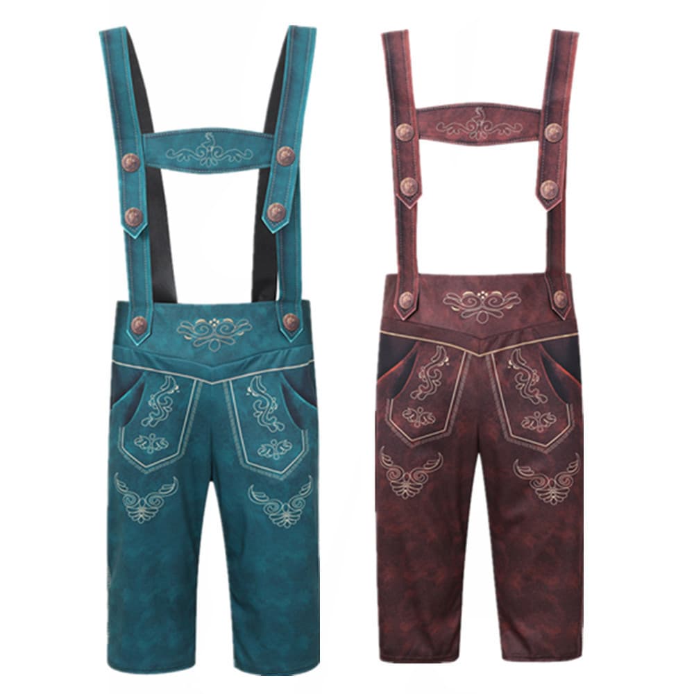 Calças de Couro Bávaras Masculinas para Oktoberfest, Fantasia Alemã para Festivais de Cerveja, Suspensórios para Cosplay