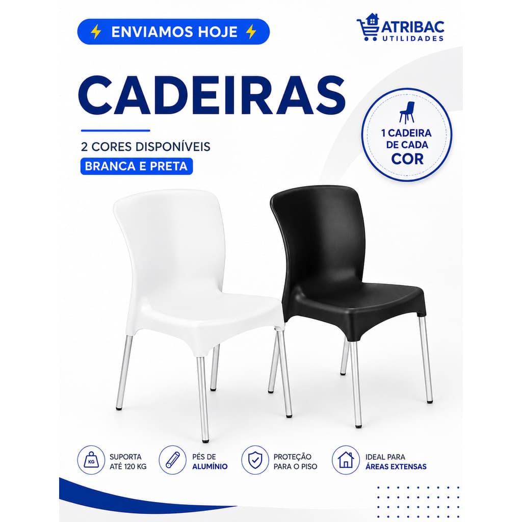 Cadeira com Pés de Alumínio Jantar Área Externa Escritório Cozinha Varanda Jardim Resistente Moderna