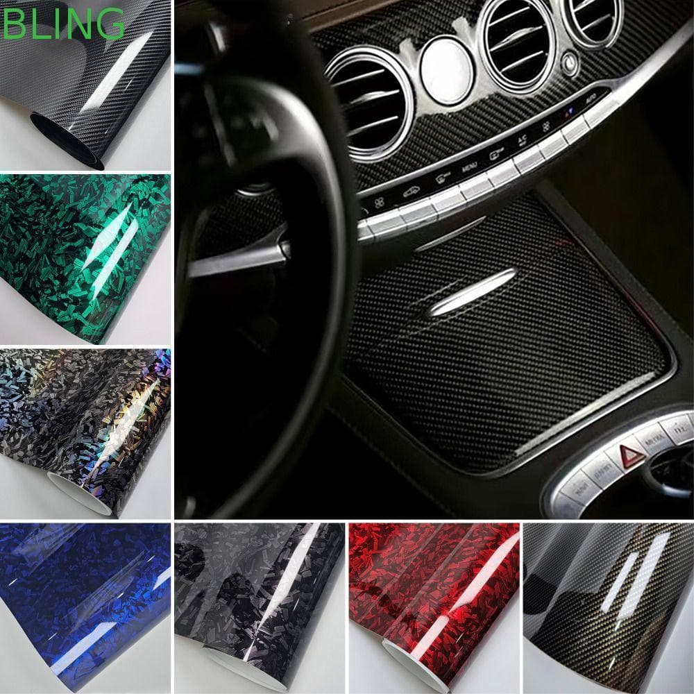 Filme De Vinil De Fibra De Carbono BLING , Adesivos De Corpo De Motocicleta Com Efeito 50x30CM/6D , Forjada