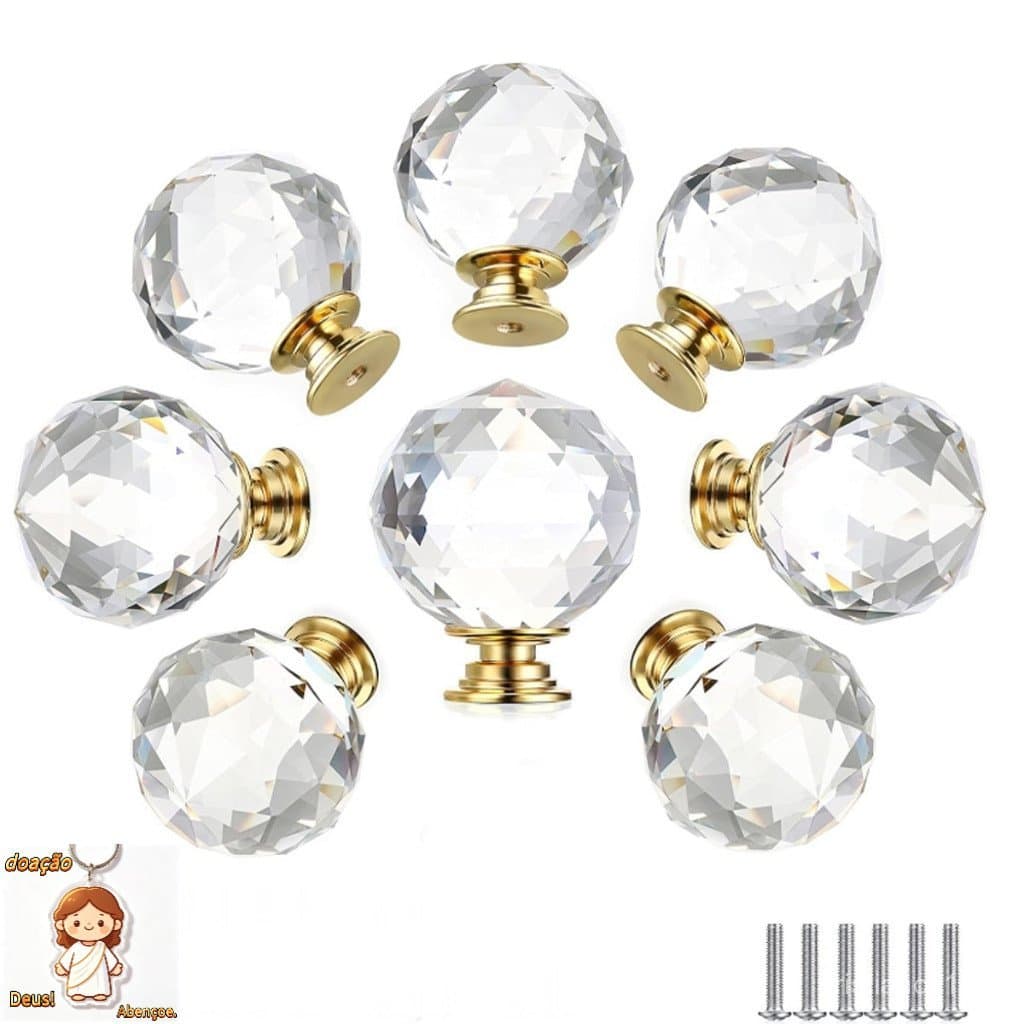 Kit 10 Puxadores Cristal Vidro Para Cômoda E Armário