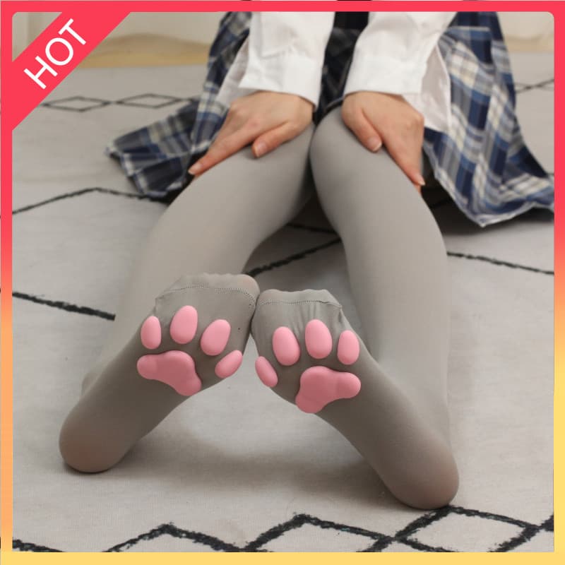 SCB-Simulação 3D Cat Paw Meias Na Altura Do Joelho Roupa Íntima Feminina E De Pata De Gato