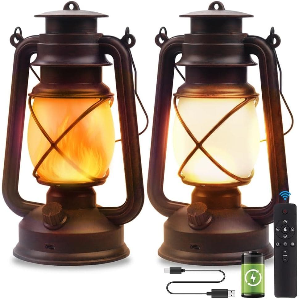 Lanterna de camping LED alimentada por bateria, lâmpada suspensa para exterior, lanterna recarregável, chama cintilante,