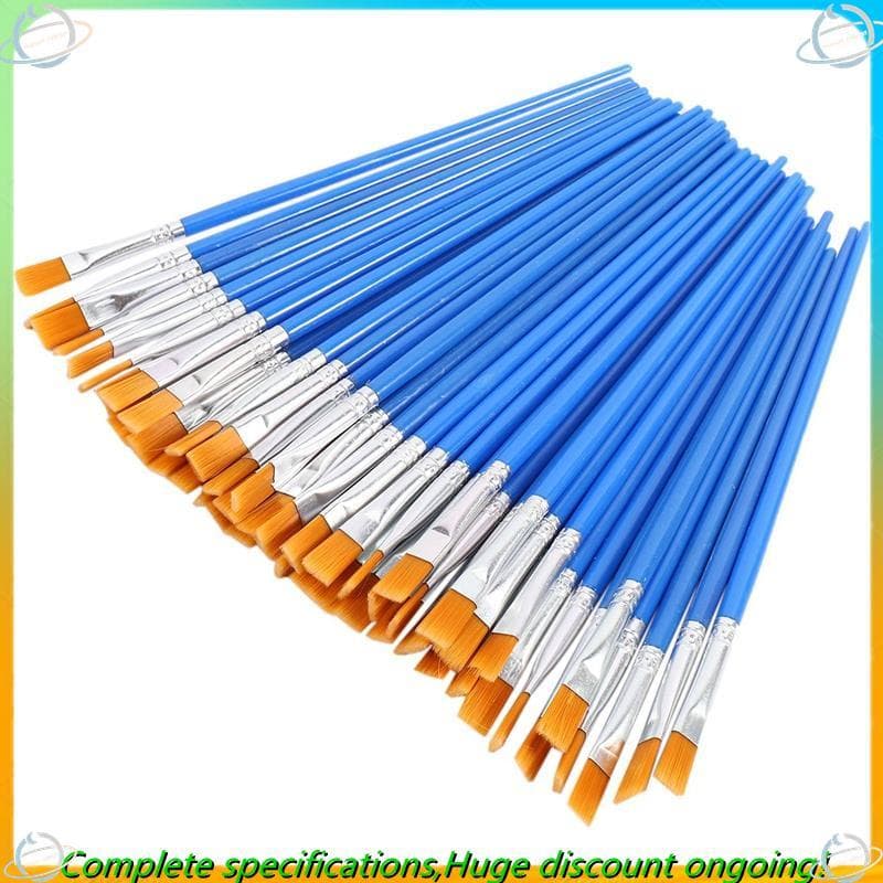 Conjunto De Pincéis De Pintura 50 Peças Crianças Nylon Cabelo Plano Pequeno Óleo Aquarela Artista Kits Em Massa Para