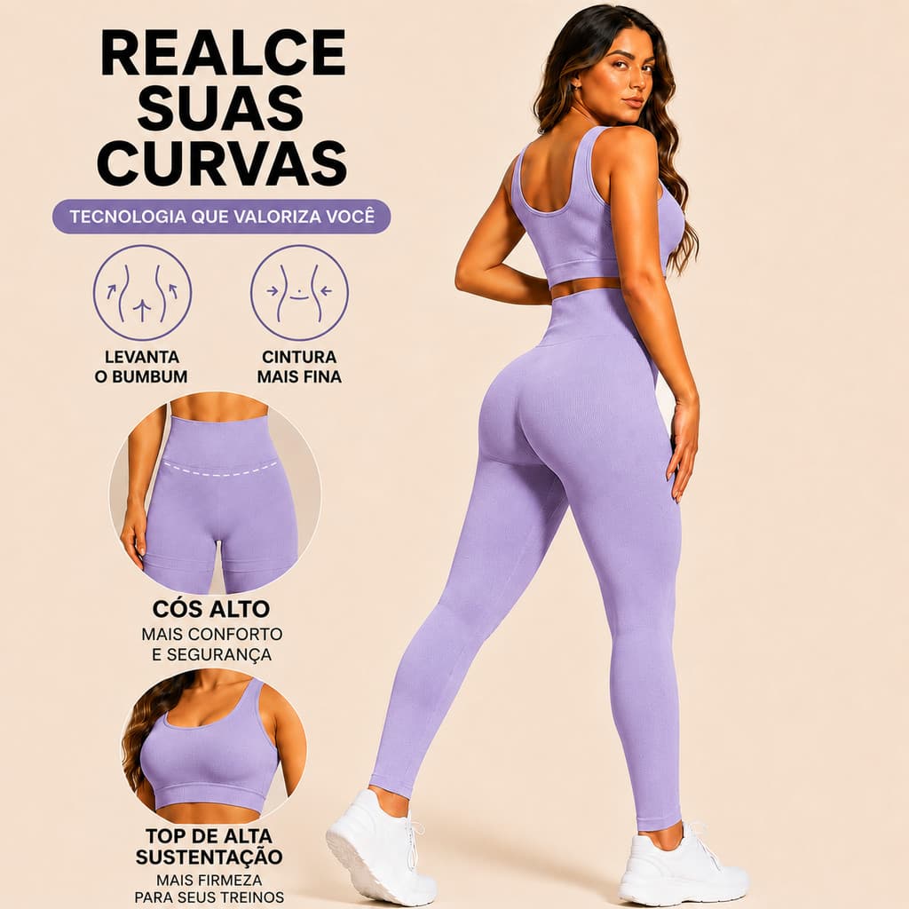 conjunto feminino sensual top sutiã regata + calça legging canelado - P ao GG