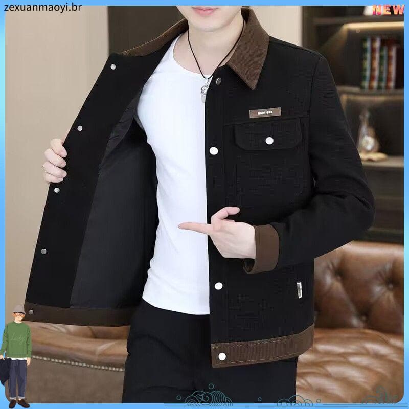 Outono inverno novo estilo lapela forro de lã jaqueta bonito meia-idade juventude Casual moda jaqueta Cardigan roupas ma