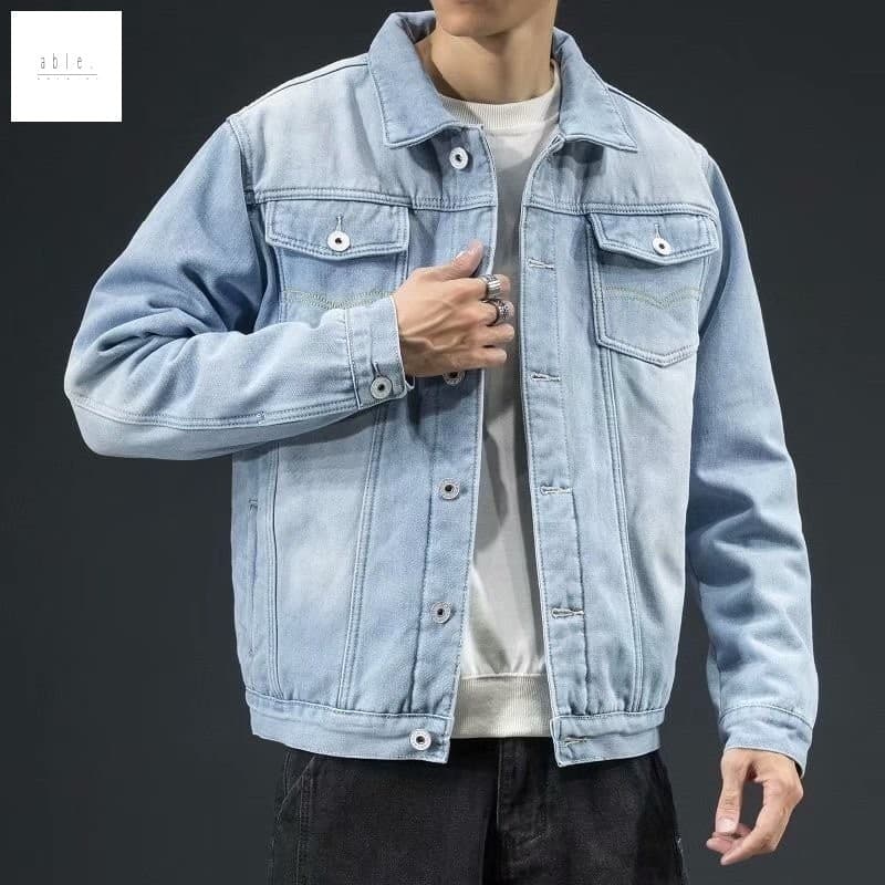 Jaqueta Jeans Espessada De Veludo De Inverno Estilo Coreano – Casaco De Trabalho Quente Com Ajuste Solto Para Homens