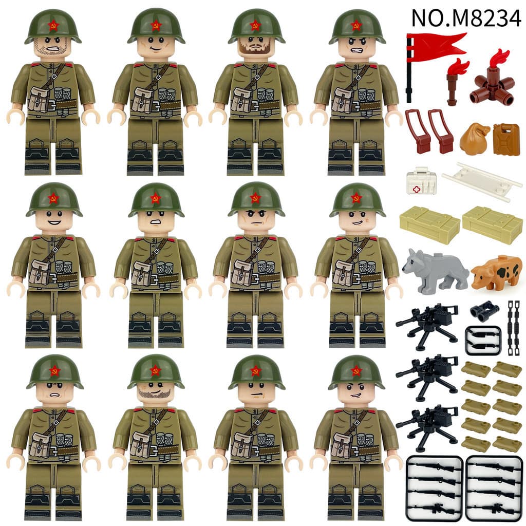 Brinquedos de blocos de montar pequenos, soldados do exército soviético, figuras de batalha de Kiev, 3D2D para crianças