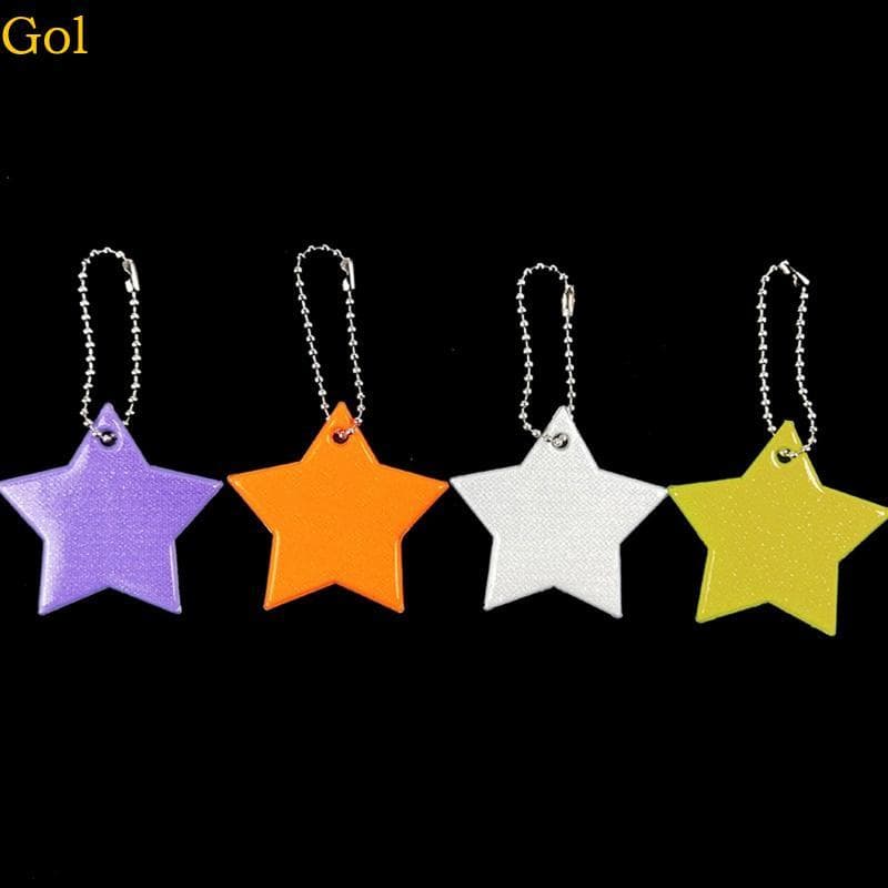 5 Peças Refletor Segurança Estrela Pingente Para Chaveiro Jóias Pendurar Saco Escola Chave