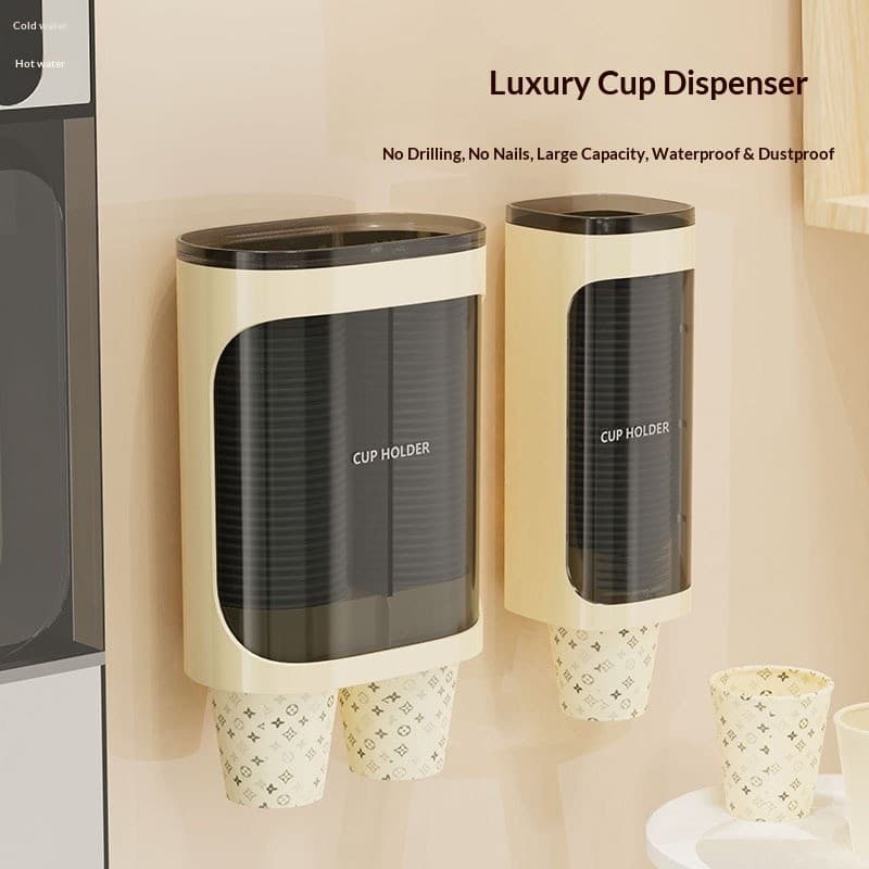 Dispensador De Copo De Parede Sem Broca , Tubo Único/Duplo , À Prova De Poeira , Descartável , Suporte Papel Para Refrig