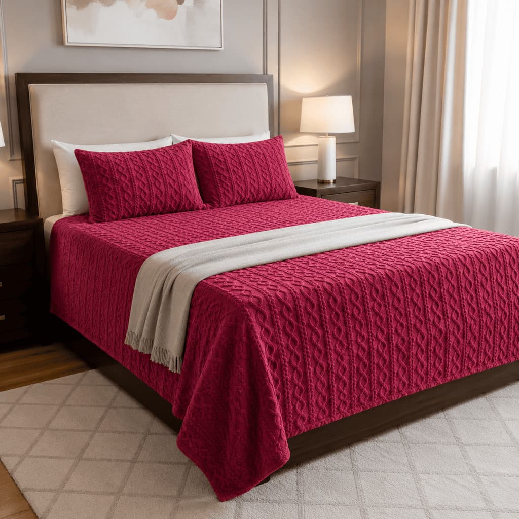 Colcha Aconchego Trançado e Borboleta Premium Queen 3 peças Toque Suave e Ótimo Caimento 2,40x2,60m