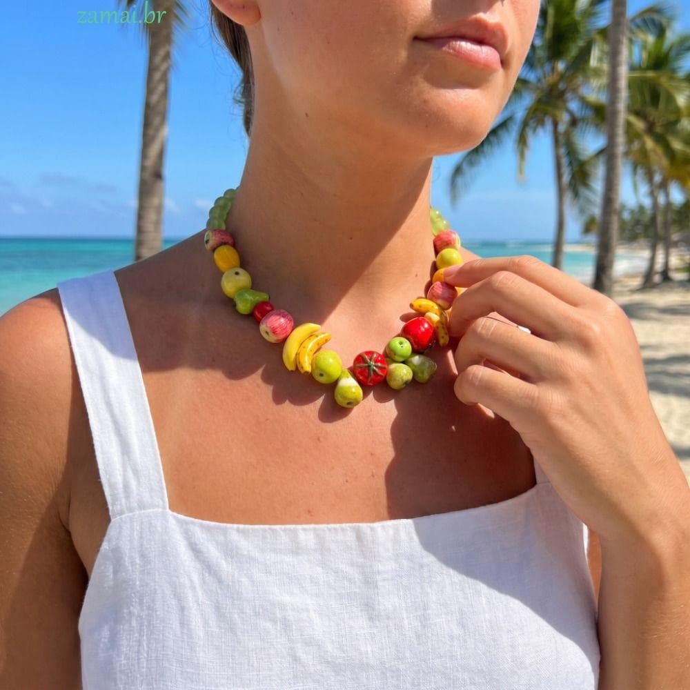 Conjunto De Pulseira De Colar ZAMAI , De Frutas Com Contas De Mirtilos Empilháveis , Corrente De Clavícula Retrô