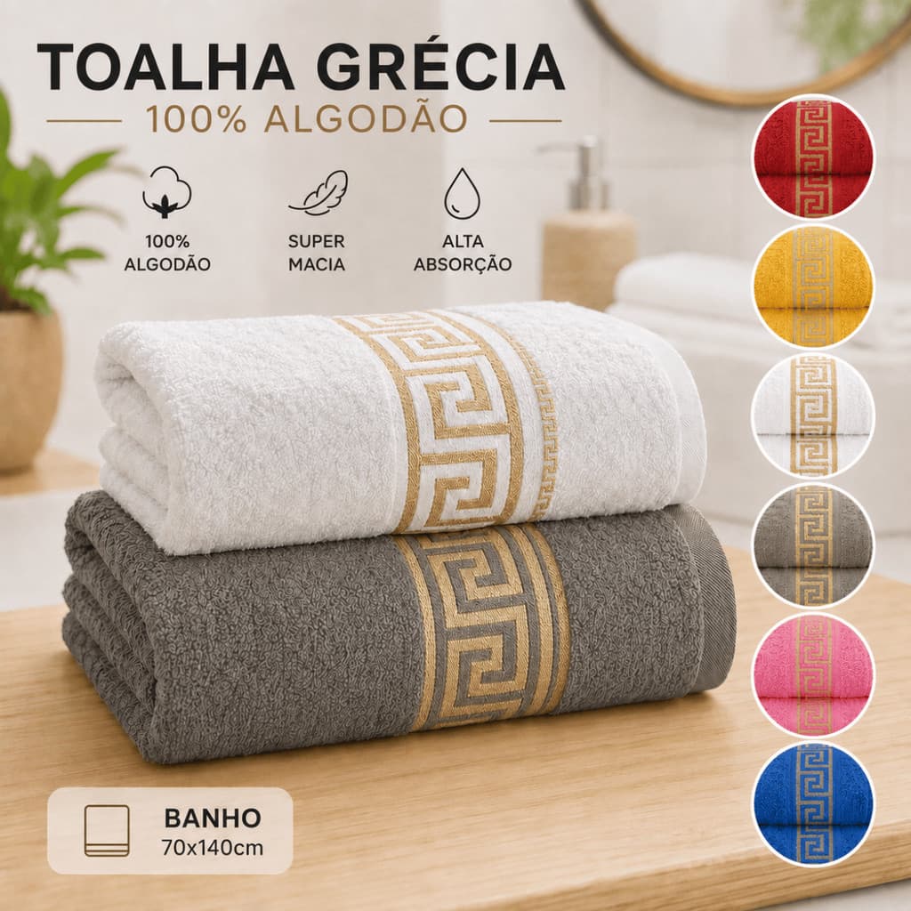 Toalha de Banho 100% ALGODÃO 140x70cm Super Macia Excelente Absorção
