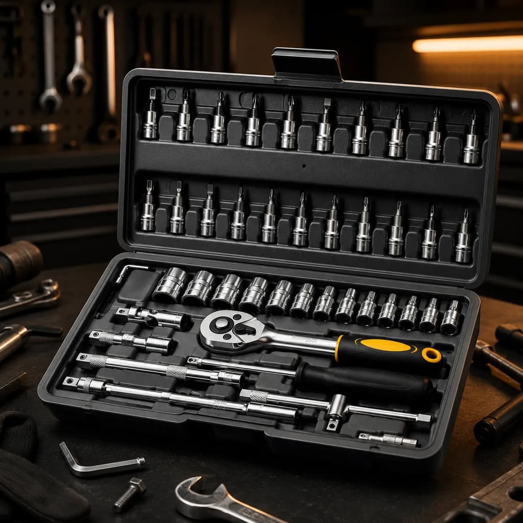 Kit Jogo Chaves Catraca Soquetes 46 Peças Maleta Completa
