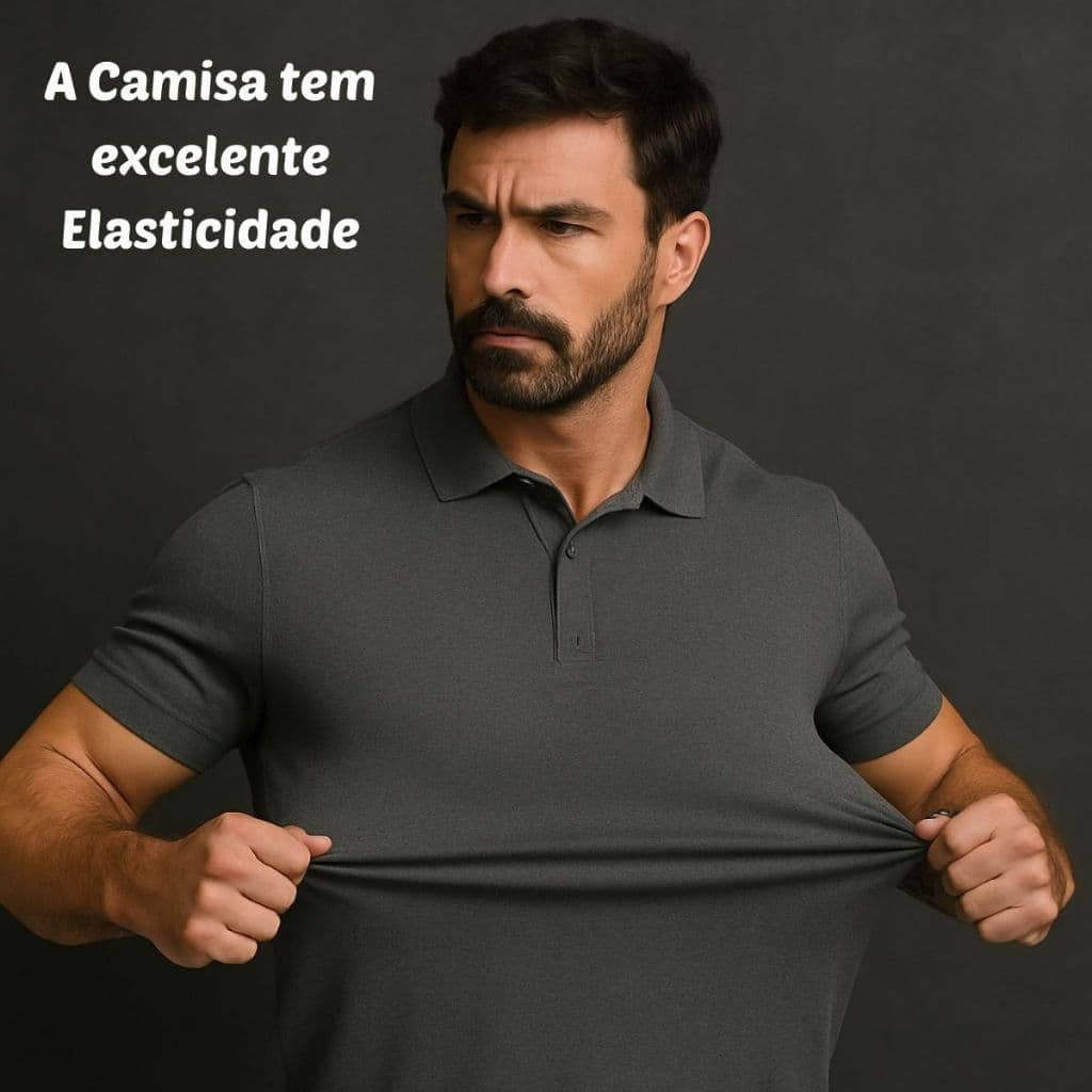 Camisa Polo Masculina Malha Gelada Fria Premium Elástico