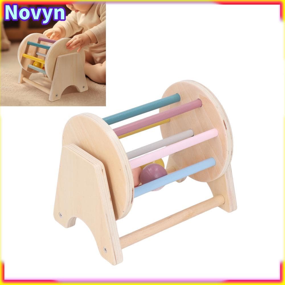 Tambor rolante infantil LAISANIM para desenvolvimento de habilidades motoras - Brinquedo giratório de madeira segura
