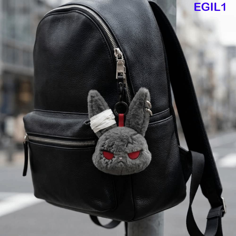 EGIL1 Chaveiro De Coelho Enrolado , De Pelúcia Gótico De Algodão PP , Pingente De Bolsa Peluda Fofo De Animal