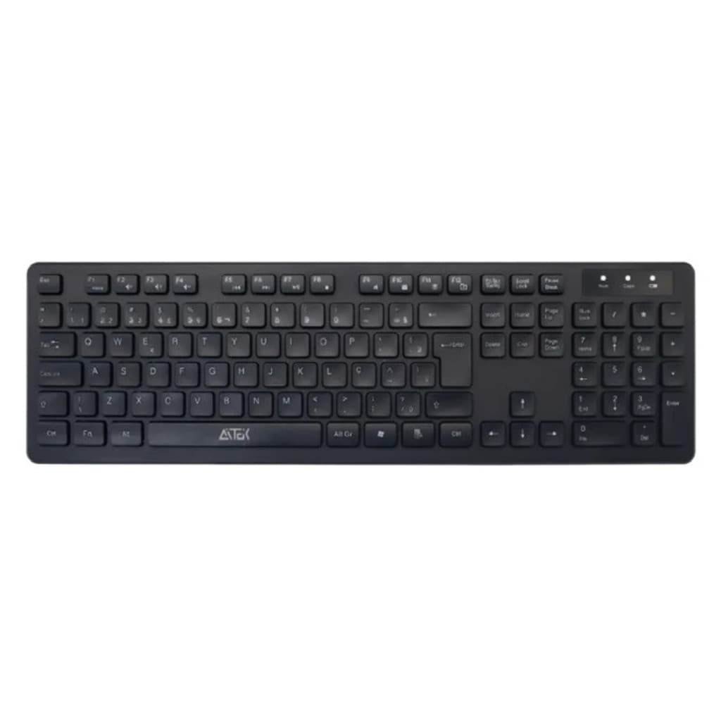Teclado Sem Fio Aitek ATE-W11 ABNT2 Design Slim Ergonomico Para PC